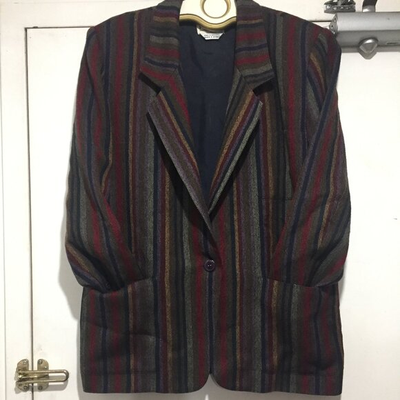 VINTAGE PORTS INTERNATINAL WOOL STRIPED JACKETS SIZE 12 - Picture 2 of 10
